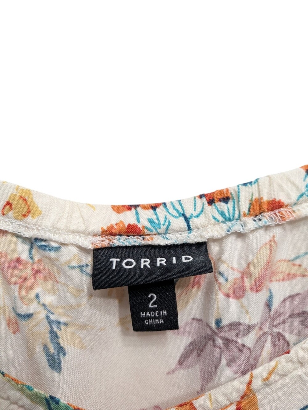 Torrid Floral Babydoll Top Flutter Sleeve Peplum Blouse Scoop Neckline Size 2X - Picture 9 of 9